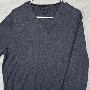 Banana Republic Sweater Adult Large Gray Silk Cashmere Luxury‎ Blend V-Neck Mens